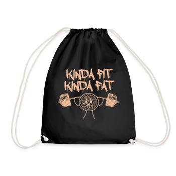 Kinda fat gift pizza pizza lovers pizzeria - Drawstring Bag - black - Front