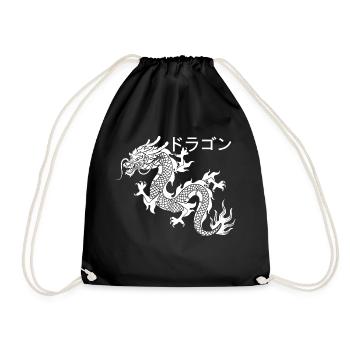 Dragon Japanese Dragon Kanji Aestethic - Drawstring Bag - black - Front