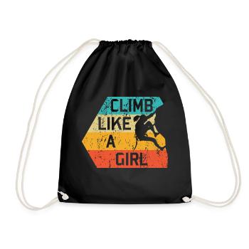 Climb Like A Girl Retro Rock Climbing Mountaineers - Drawstring Bag - black - Front