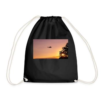 military helicopter in the sky - Drawstring Bag - black - Front