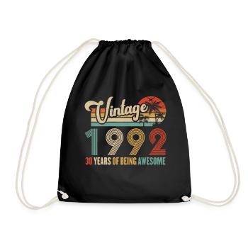 Vintage 1992 Anniversary 30 years to be Awesome - Drawstring Bag - black - Front