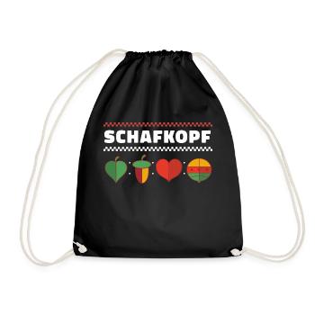 Schafkopfen Schafkopf Kartenspiel Spielkarten - Turnbeutel - Schwarz - Vorne
