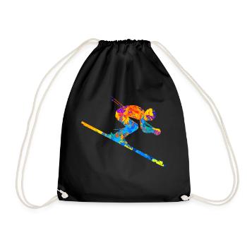 Ski Ski fahren Schi Wintersport Geschenkidee - Turnbeutel - Schwarz - Vorne