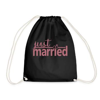 Just Married - Cute Honeymoon Gift For Couple - Drawstring Bag - black - Front