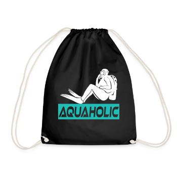 Aquaholic Scuba Diving Diver - Drawstring Bag - black - Front