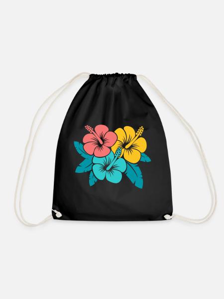 Blumenstrauß Hibiskusblüten, Illustration oberedel - Turnbeutel - Schwarz