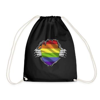 LGBTQ - Gay Pride - Rainbow - Gay INSIDE - Drawstring Bag - black - Front