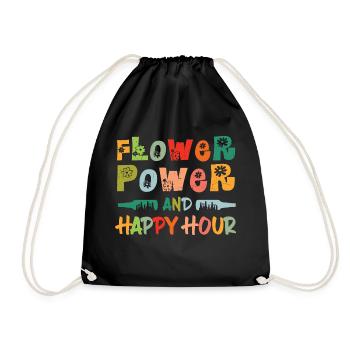 Flower power and happy hour - Turnbeutel - Schwarz - Vorne