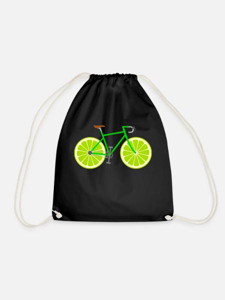 Rennrad Fahrrad Obst Frucht Limette - Turnbeutel - Schwarz