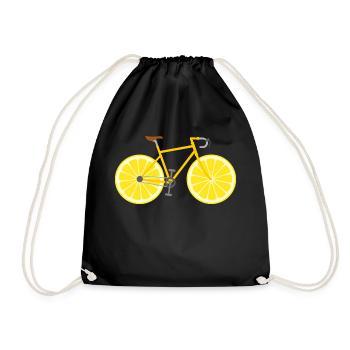 Road Bike Bicycle Fruit Fruit Lemon - Drawstring Bag - black - Front