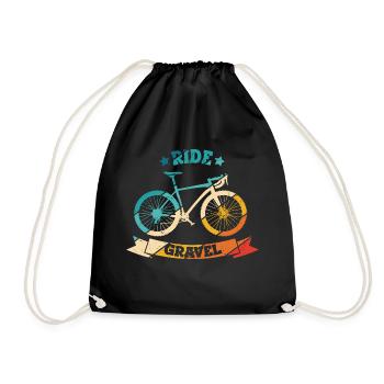 Ride - Gravel Bike Fahrrad Cyclocross Gravelbiker - Turnbeutel - Schwarz - Vorne
