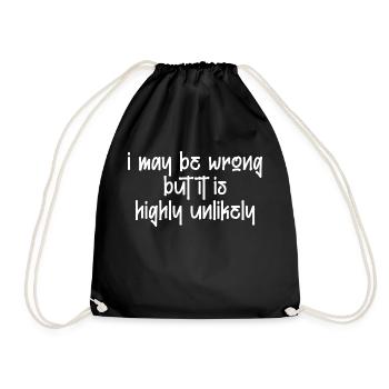 may be wrong funny saying party english - Drawstring Bag - black - Front