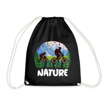 Nature Cyclist Mountains Wilderness - Drawstring Bag - black - Front