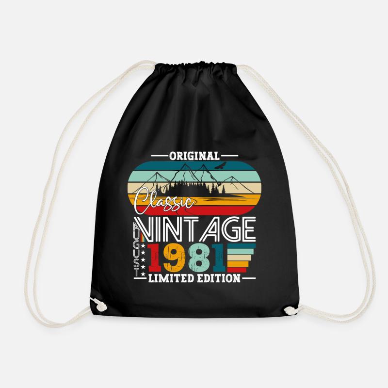 Jahrgang 1981 41. Geburtstag Geschenk August Fun - Turnbeutel - Schwarz