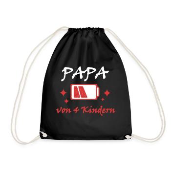 Akku leer Papa von 4 Kindern Vater Vatertag Kind - Turnbeutel - Schwarz - Vorne