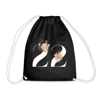 22nd Anniversary Flowers (Gift of 22 years) - Drawstring Bag - black - Front