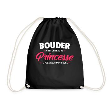 Bouder c'est un truc de princesse / humour femme - Sac de sport léger - noir - Devant