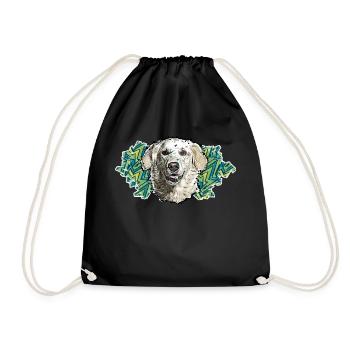 Golden Retriever's Head - In Graffiti #1 - Drawstring Bag - black - Front