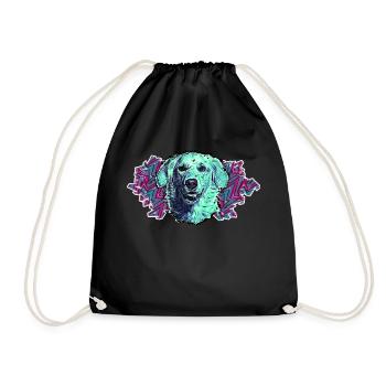 Golden Retriever's Head - In Graffiti #4 - Drawstring Bag - black - Front