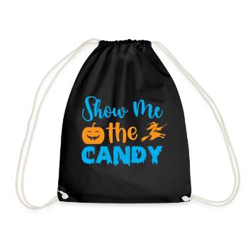 Show me the candy -halloween humor - Drawstring Bag - black - Front