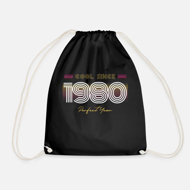 Birthday Cool since 1980 - Drawstring Bag - black