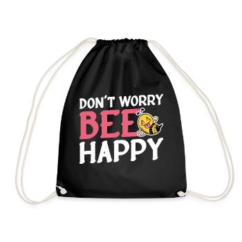 Don't Worry Bee Happy 34 - Drawstring Bag - black - Front