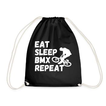 eat sleep bmx repeat - Radsport-Humor - Turnbeutel - Schwarz - Vorne
