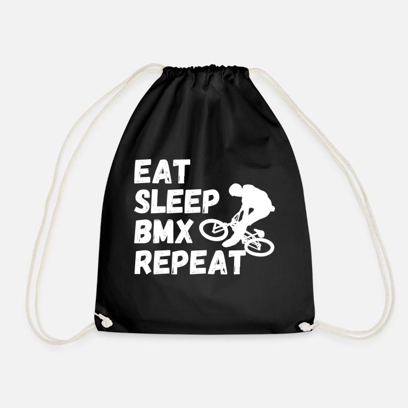manger dormir bmx répéter - humour vélo - Sac de sport léger - noir