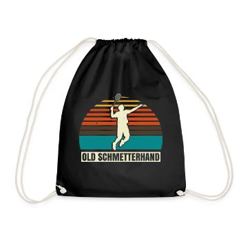 Old Schmetterhand Badminton Geschenk - Turnbeutel - Schwarz - Vorne