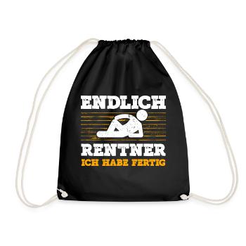 Endlich Rentner Ich Habe Fertig Geschenk - Turnbeutel - Schwarz - Vorne