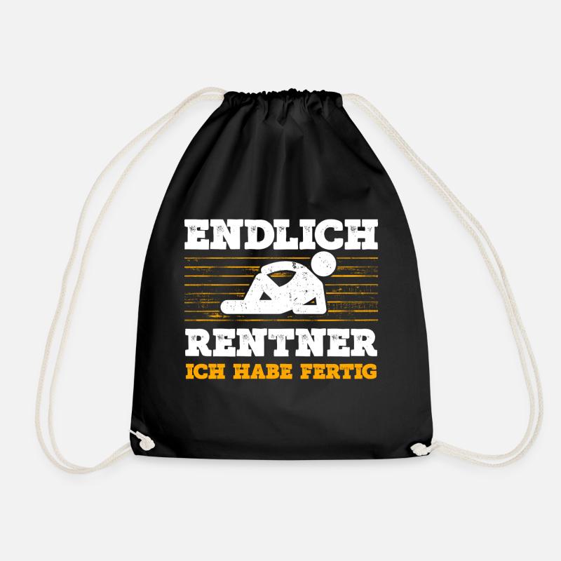 Endlich Rentner Ich Habe Fertig Geschenk - Turnbeutel - Schwarz