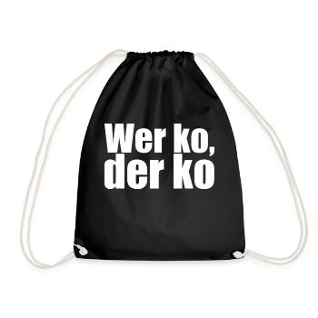 Bayerisch - Dialekt - Spruch - Turnbeutel - Schwarz - Vorne