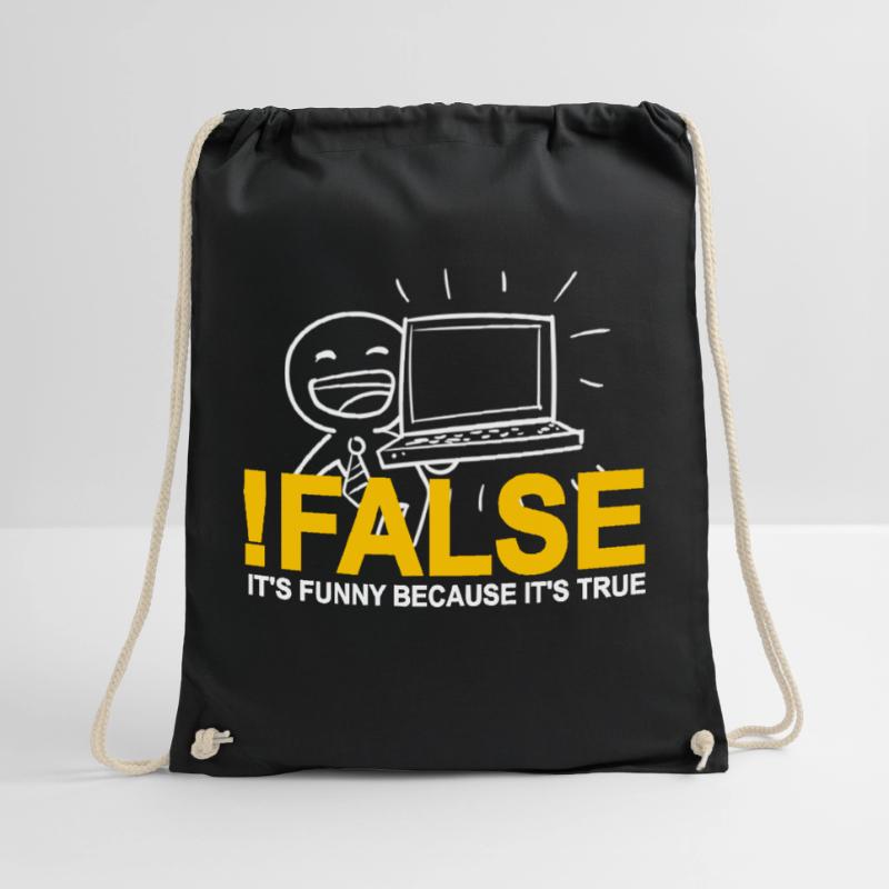! FALSE It's Funny Because It's True Programmer Drawstring Bag