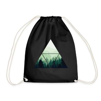 Forest Tree Geometry Pattern - Drawstring Bag - black - Front
