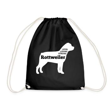 Rottweiler Hund Herrchen Geschenk - Turnbeutel - Schwarz - Vorne