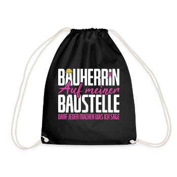 Bauherrin Meine Baustelle Richtfest - Turnbeutel - Schwarz - Vorne