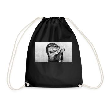 Smoking otter - Drawstring Bag - black - Front