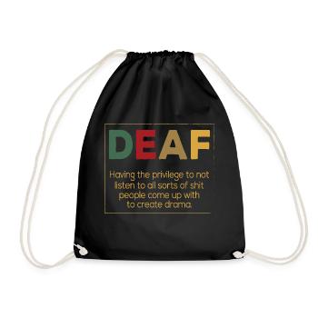 Deaf Funny Definition Create Drama - Drawstring Bag - black - Front