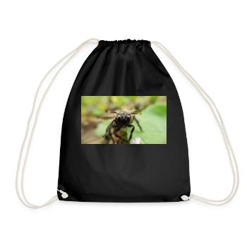 Blue Wood Bee Macro Photography - Drawstring Bag - black - Front