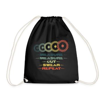 Measure Cut Swear Repeat Carpenter - Drawstring Bag - black - Front