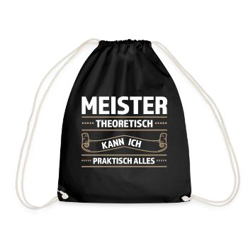 Meister Prüfung Meister Prüfung Geschenk - Turnbeutel - Schwarz - Vorne