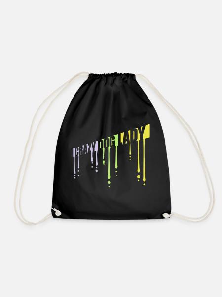 crazy dog lady quote - Drawstring Bag - black