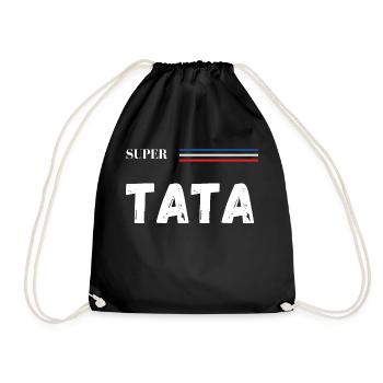 super tata - t-shirt assorti - Sac de sport léger - noir - Devant
