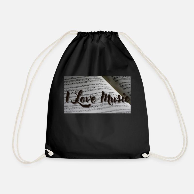 I Love Music 2 - Drawstring Bag - black