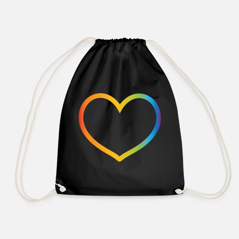 Regenbogen Herz - Turnbeutel - Schwarz