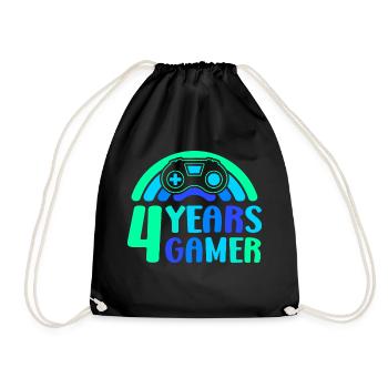 4. Geburtstag Junge 4 Jahre Controller Gaming - Turnbeutel - Schwarz - Vorne