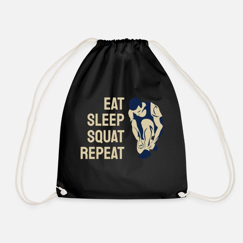 Eat Sleep Squat Repeat - Drawstring Bag - black