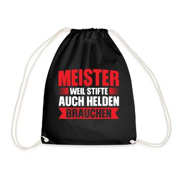 Meister Prüfung Meister Prüfung Geschenk - Turnbeutel - Schwarz - Vorne