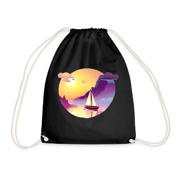 Sailboat Sailing Ship Sailing Sport Sailors - Drawstring Bag - black - Front