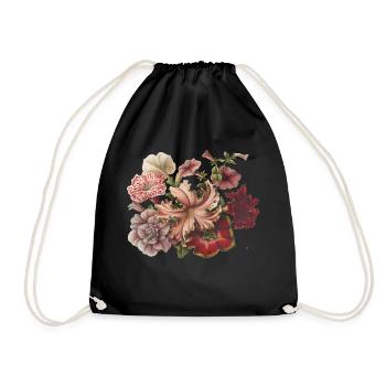 Flowers - Drawstring Bag - black - Front